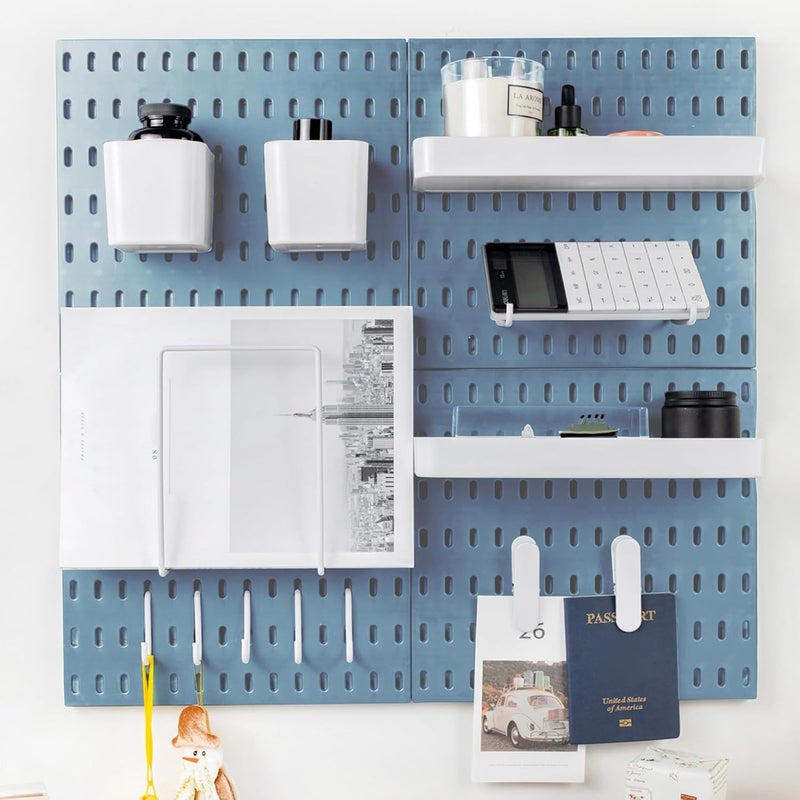 RIVTUN 22"x22" Pegboard Combination Kit Wall Organizer Kit - 4 Panels & 14 Hooks for Kitchen, Bedroom, Office, Bathroom Storage - Image 1